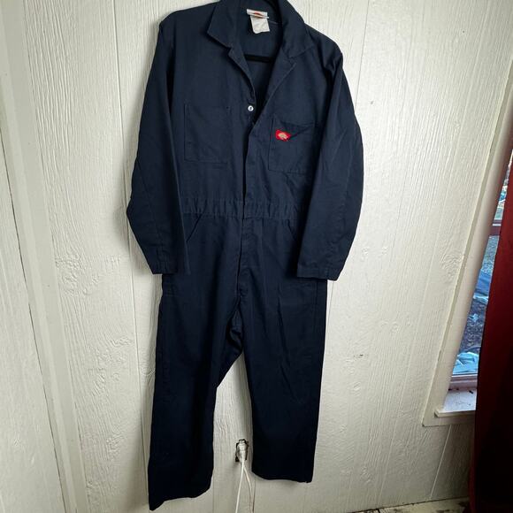 Dickies Navy Blue Coveralls Size 38-40 Mechanic Unlined American Workwear Zip Up - Picture 11 of 13